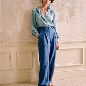 Sezane Chloe Blouse Light Blue